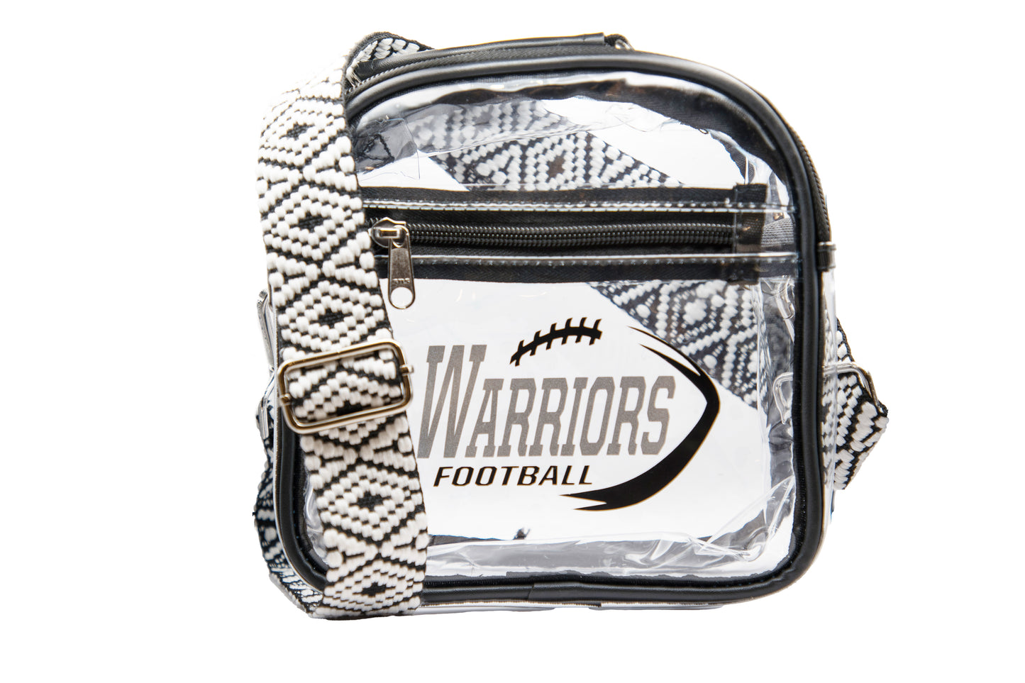 Add some flair with this black and white purse